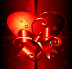 Gift of compassionate love: large red heart wrapped with elegant red bow